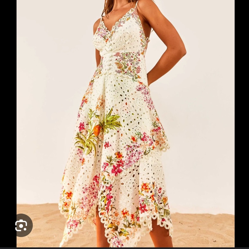 Farm Rio delicate forest scarves midi-dress